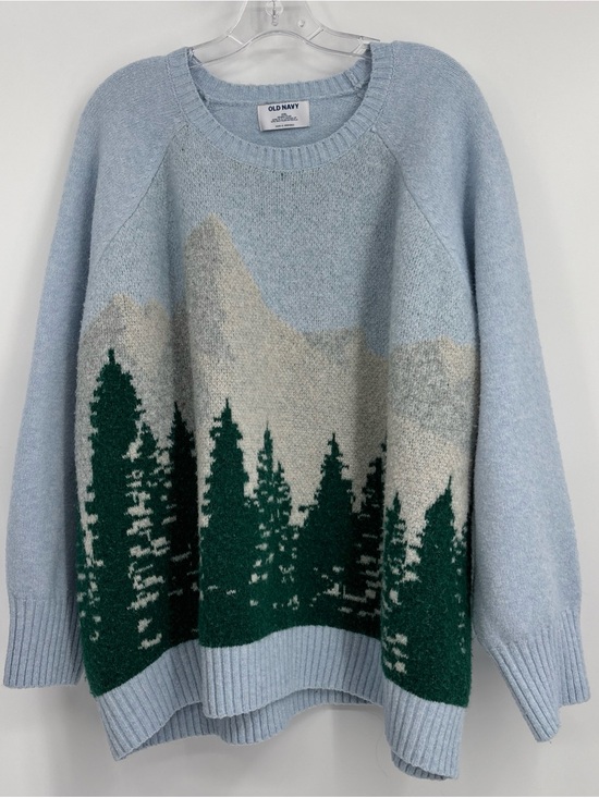 Old Navy Sweaters - Sz XXL Old Navy Light Blue Scenic Forest Christmas vibes Crewneck Sweater used